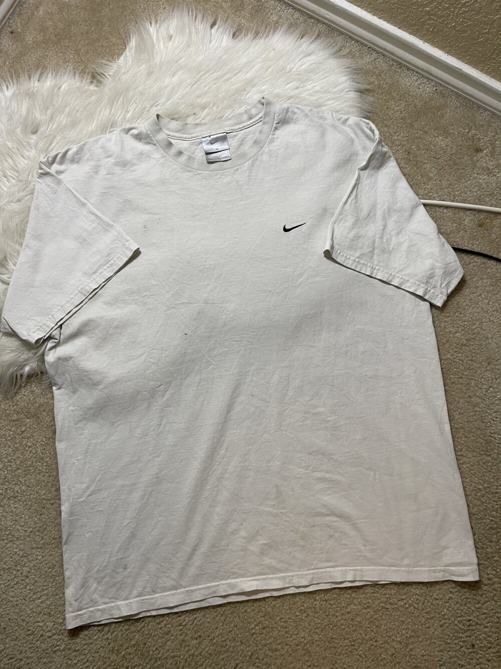Vintage Nike Shirt Mens XL 90s USA Made Essential White Mini Swoosh Check
